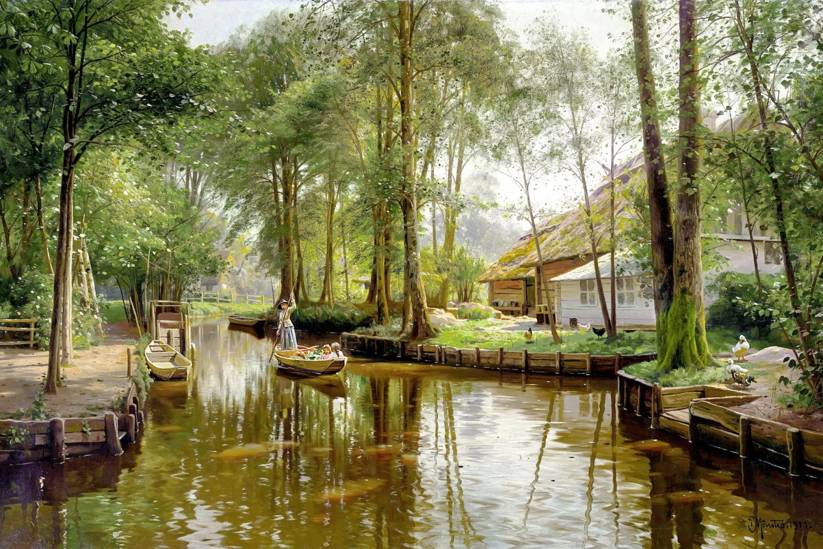 Gemälde von Peder Peder Mørk Mønsted – Going to Market (1911)
